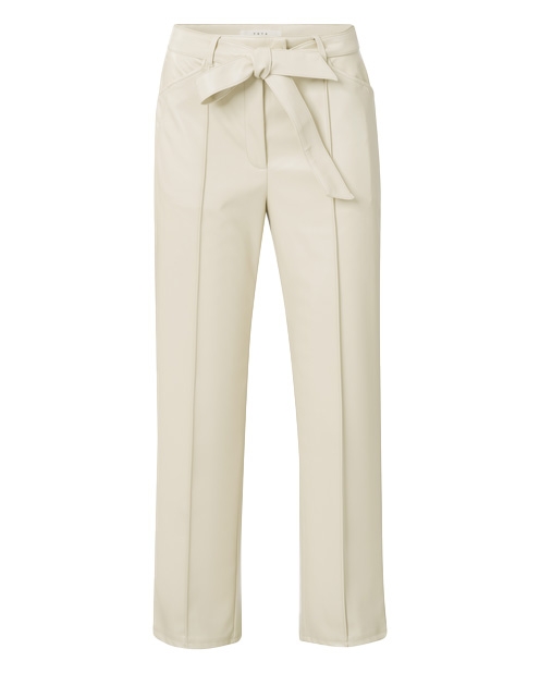 LEREN BROEK MET RIEM ECRU