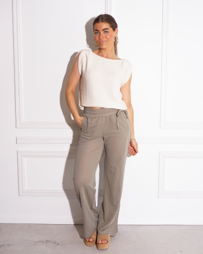 PANTALON MET KNOOPDETAILS ARMY GREEN