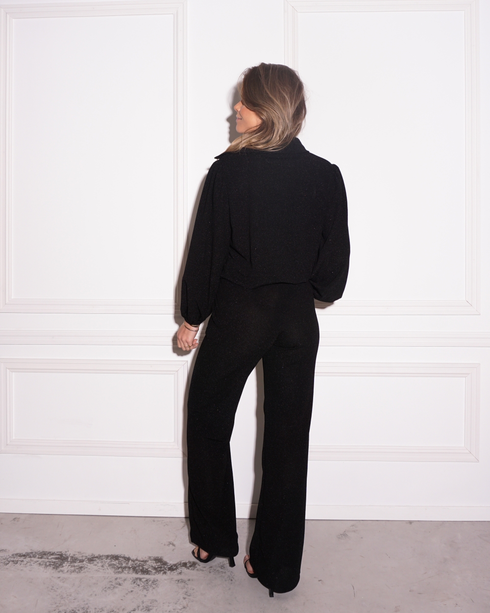 STRAIGHT LUREX PANTS ZWART