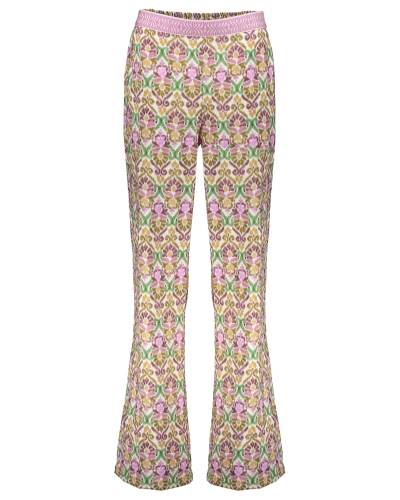 BROEK MET PRINT PAARS/GROEN