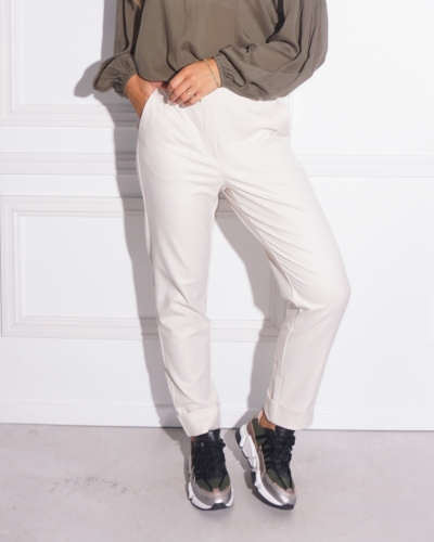YAYA PANTALON OMGESLAGEN PIJP ECRU