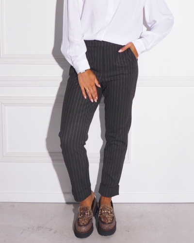 YAYA KRIJTSTREEP PANTALON ANTRACITE