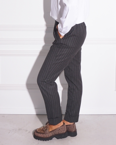 KRIJTSTREEP PANTALON ANTRACITE