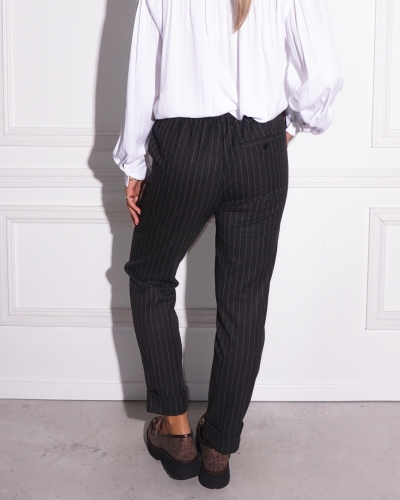 KRIJTSTREEP PANTALON ANTRACITE