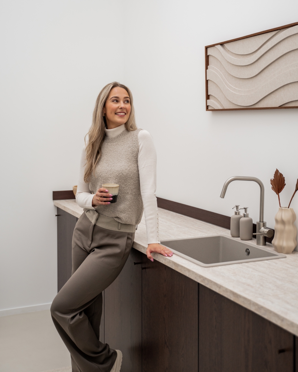 JERSEY WIDE LEG PANTALON BRUIN