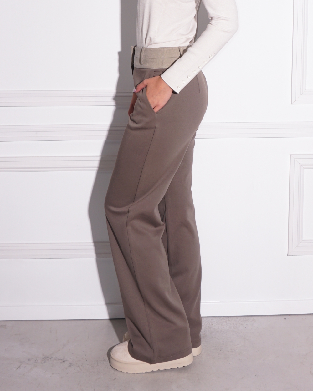 JERSEY WIDE LEG PANTALON BRUIN