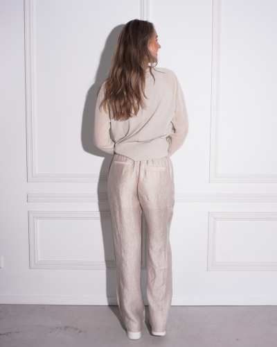 WIJDE BROEK MET TREKKOORD BEIGE