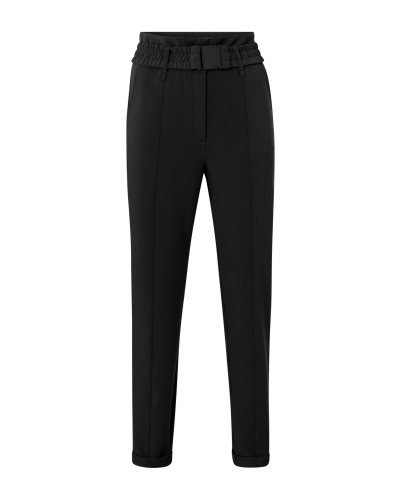 WOVEN BROEK MET RIEM DETAIL ZWART