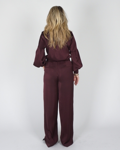 PANTALON EMMETT SATIJN BURGUNDY 
