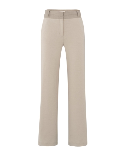 JERSEY BROEK MET WIJDE PIJPEN BEIGE