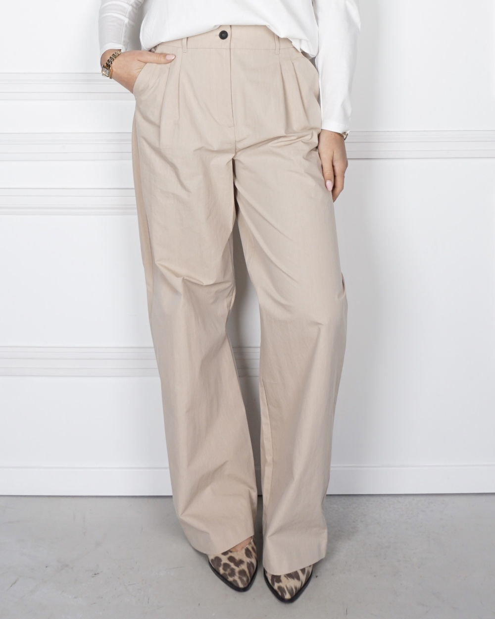KATOENEN BROEK MET HOGE TAILLE
