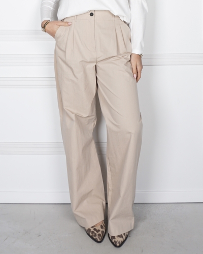 KATOENEN BROEK MET HOGE TAILLE