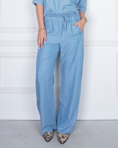 YAYA CHAMBRAY BROEK LICHTBLAUW