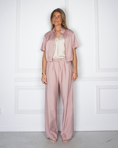 GEWEVEN BROEK MET WIJDE PIJPEN ROZE