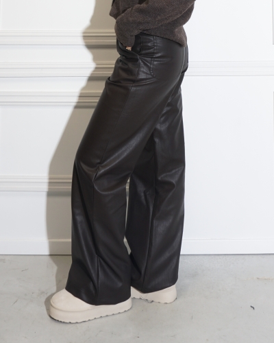 BROEK PINUR FAUX LEATHER BRUIN