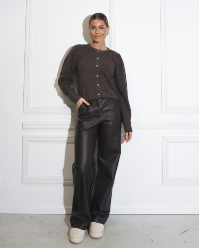 BROEK PINUR FAUX LEATHER BRUIN
