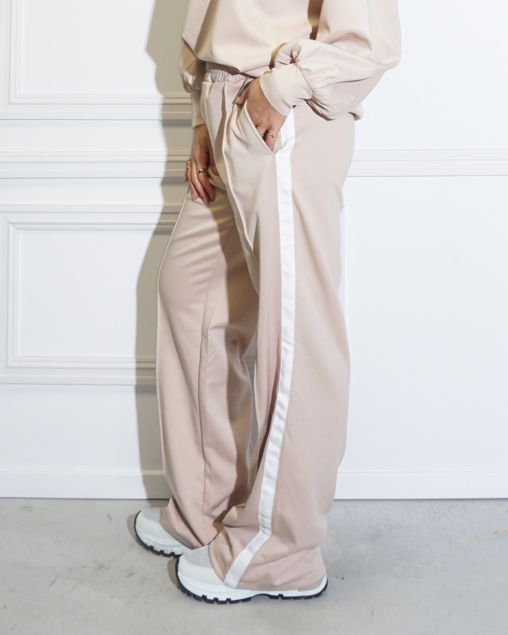XANTE STRIPE PANTS BEIGE