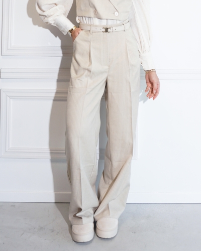Gossip PANTALON CARMEN BEIGE KRIJTSTREEP