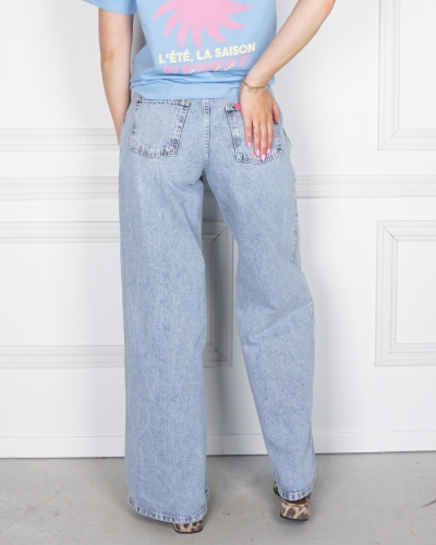 WIDE LEG JEANS MET PLOOIEN
