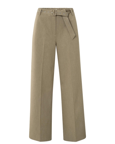 WIDE LEG PANTALON MET CEINTUUR OLIJF GROEN