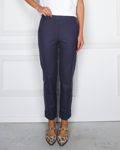 YAYA PANTALON MET ELASTIEKE BAND DONKERBLAUW