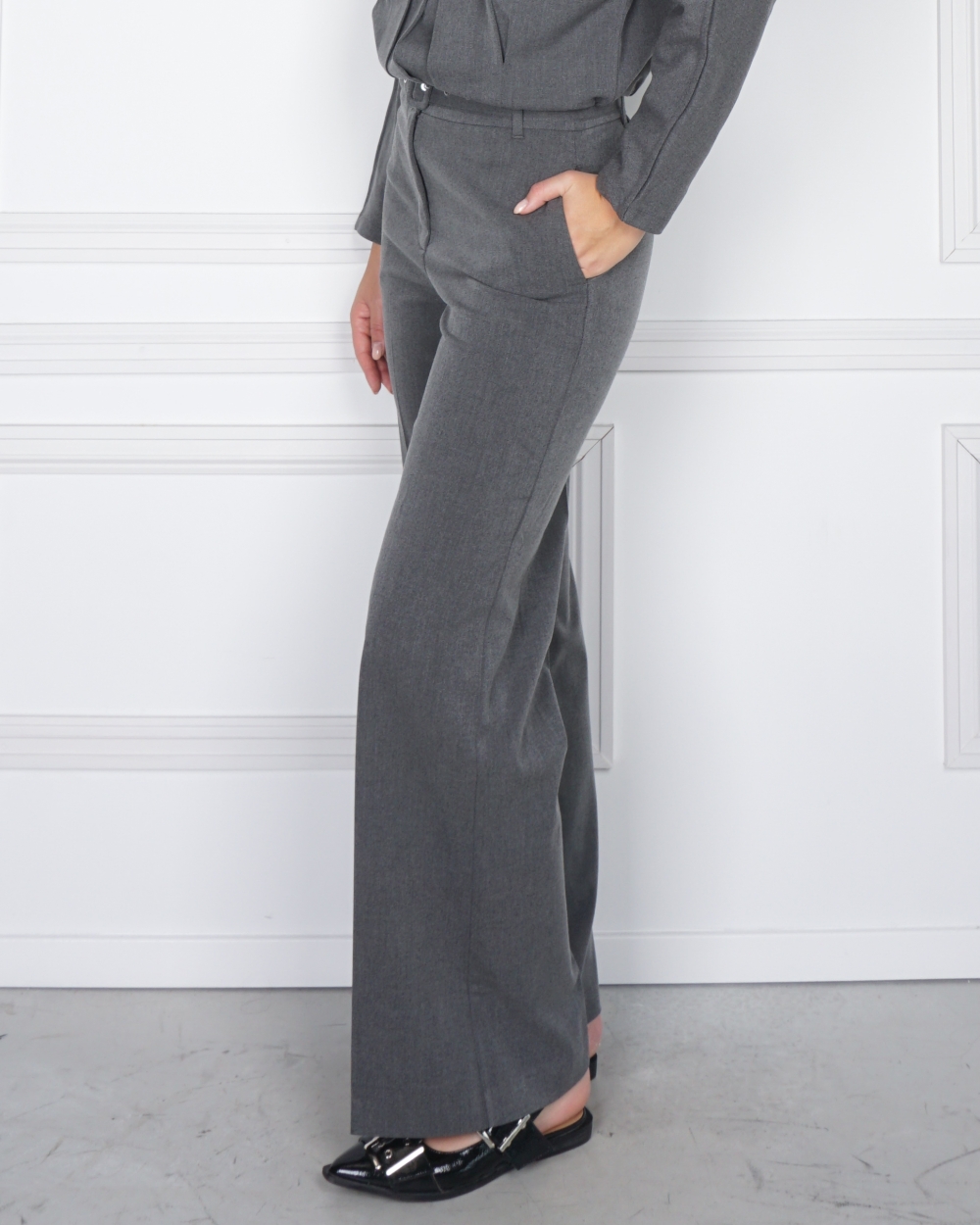 WIDE LEG PANTALON MET CEINTUUR ANTRACIET