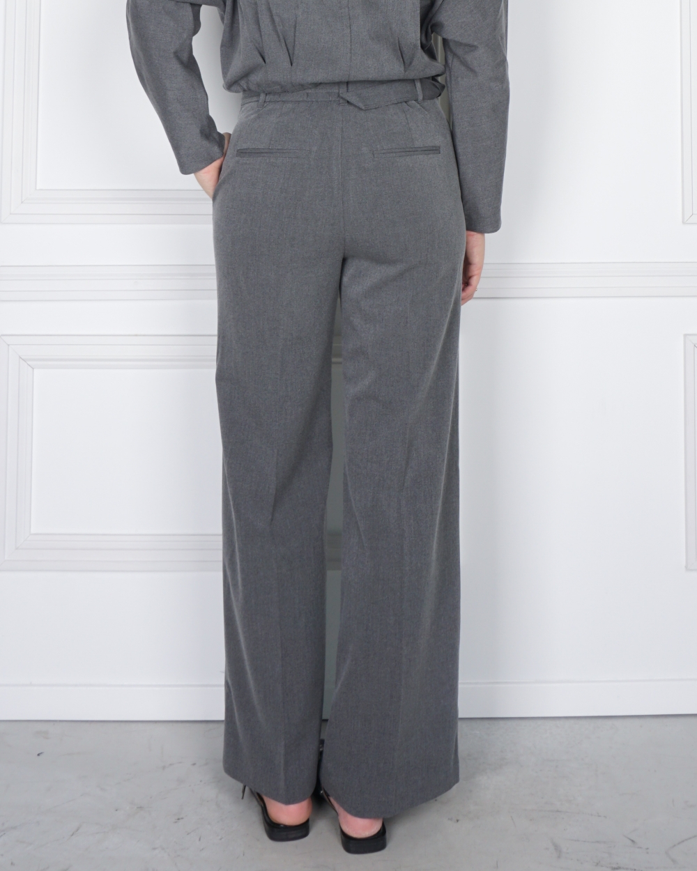 WIDE LEG PANTALON MET CEINTUUR ANTRACIET