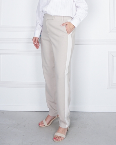YAYA HIGH WAIST PANTALON MET BIES BEIGE