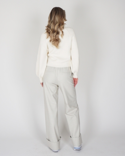 BROEK MET BREDE OMGESLAGEN ZOOM BEIGE