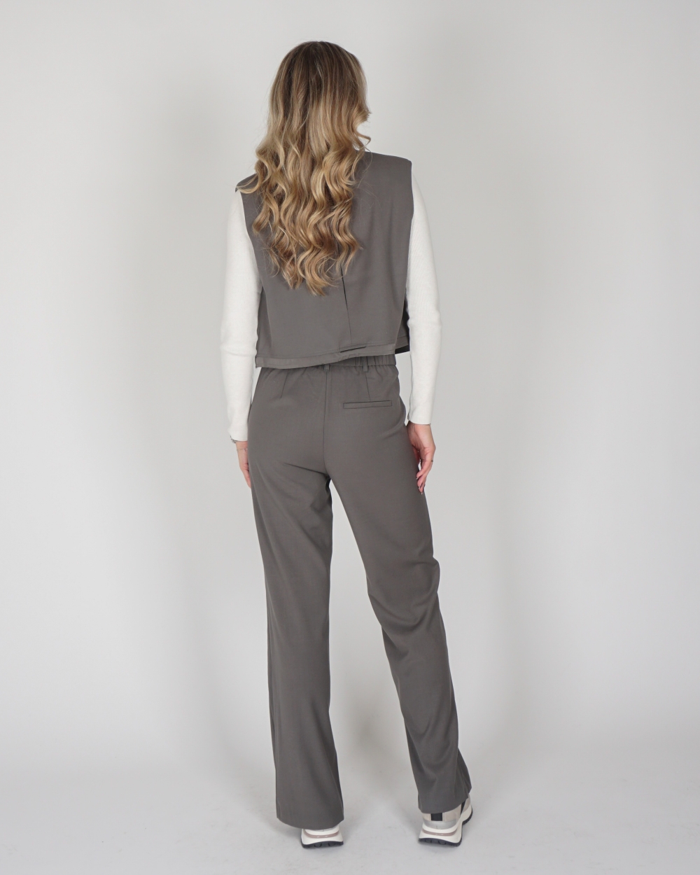 WIDE LEG PANTALON MET NADEN GRIJS