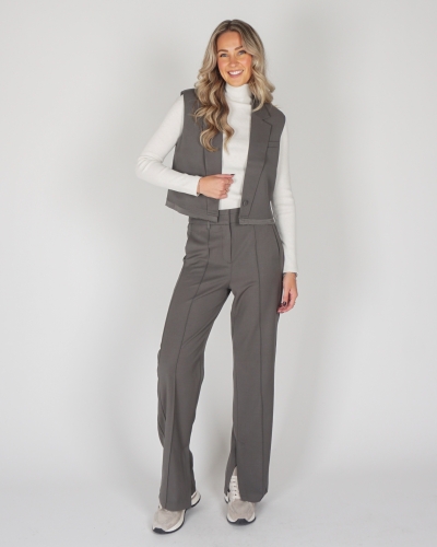 WIDE LEG PANTALON MET NADEN GRIJS