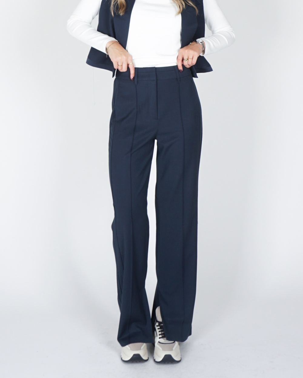 WIDE LEG PANTALON MET NADEN BLAUW