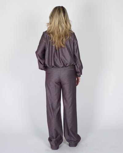 SHINY WIDE LEG BROEK PLUM