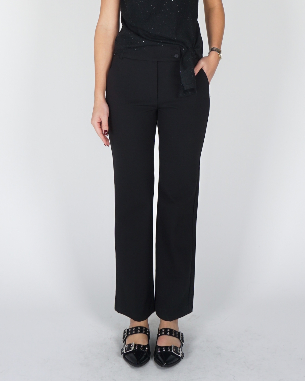 SCUBA BROEK MET SCHUINE KNOPEN ZWART
