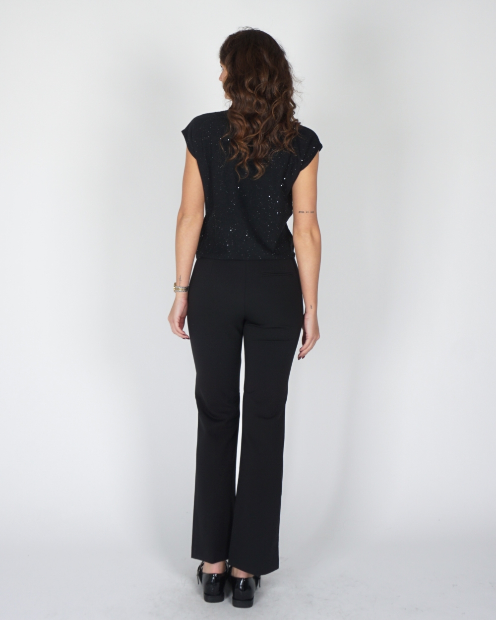SCUBA BROEK MET SCHUINE KNOPEN ZWART