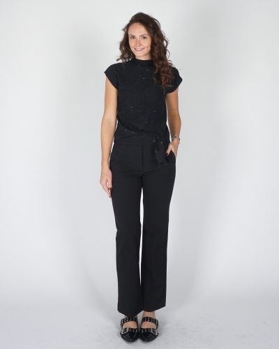 SCUBA BROEK MET SCHUINE KNOPEN ZWART