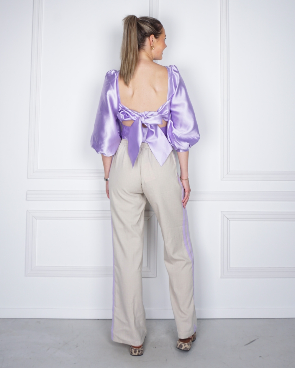WIDE LEG TAPE PANTS TYRA TAUPE