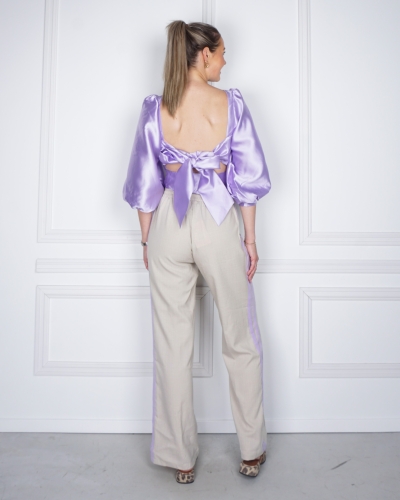 WIDE LEG TAPE PANTS TYRA TAUPE