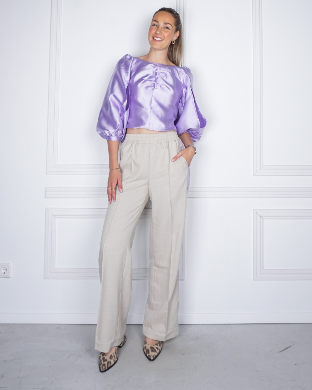 WIDE LEG TAPE PANTS TYRA TAUPE