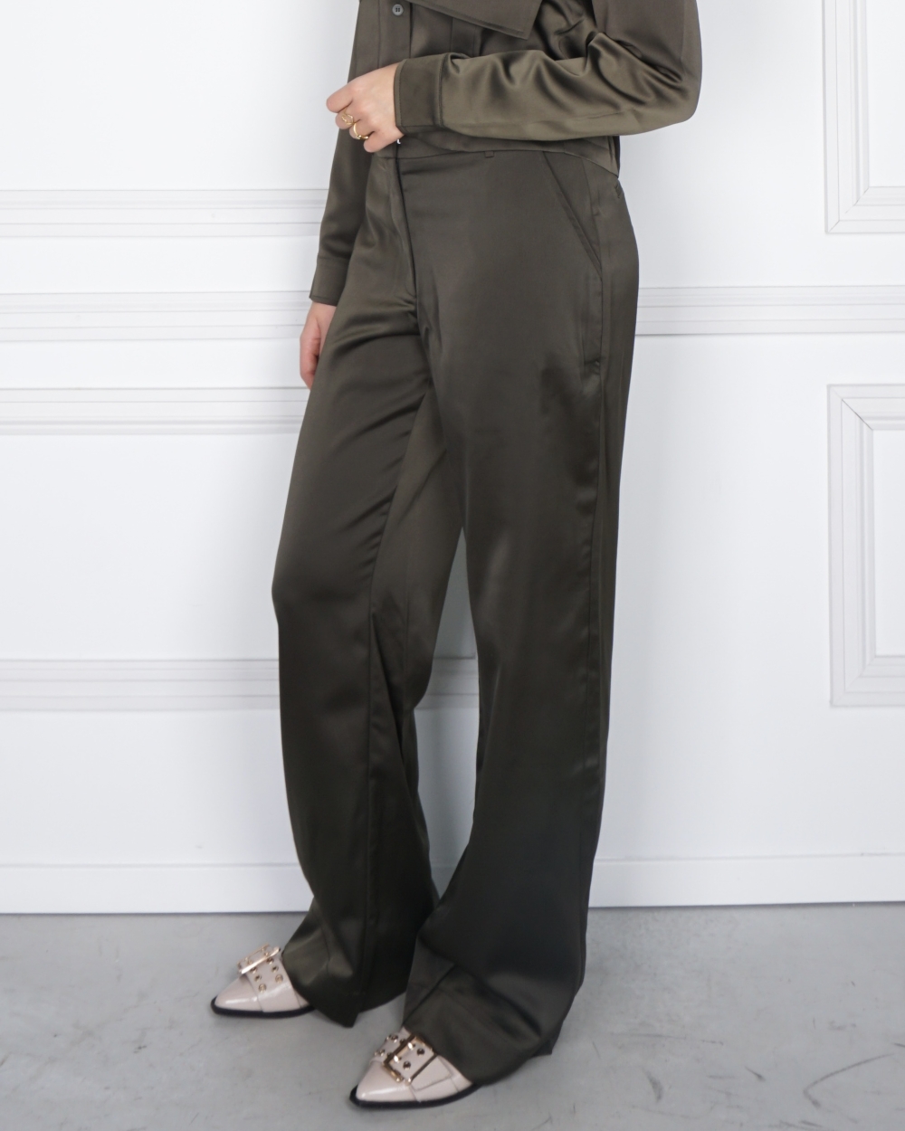 SATIN PANTALON GROEN