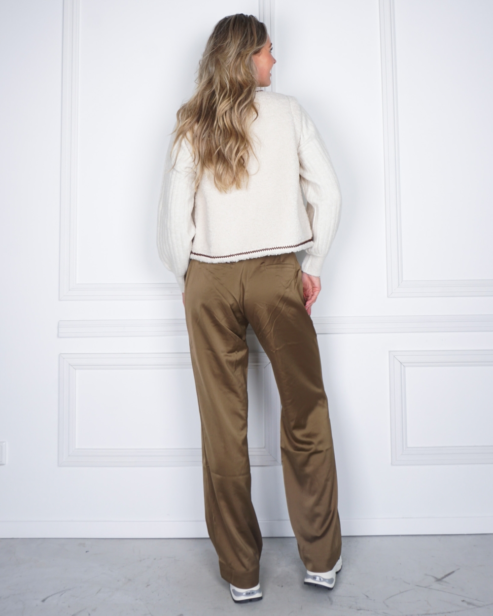 SATIN PANTALON TAUPE