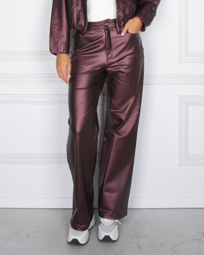 Studio Amaya METALLIC PANTS HARPER AUBERGINE 