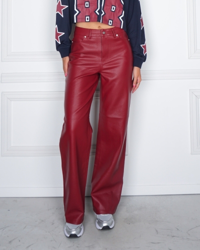 Refined Department ESMEE LEATHER PANTS CHERRY RED