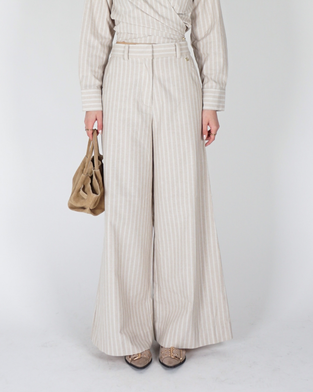 PANTALON ODESSA MET STREPEN BEIGE