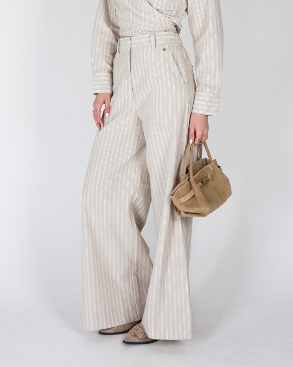 PANTALON ODESSA MET STREPEN BEIGE