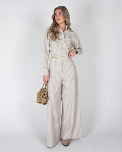 PANTALON ODESSA MET STREPEN BEIGE