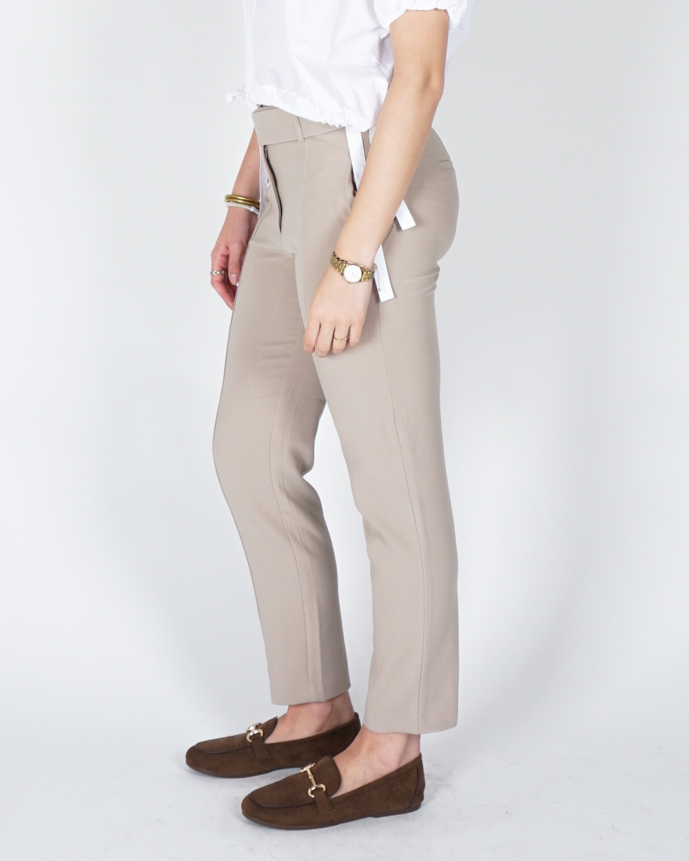 PANTALON MET HOGE TAILLE EN CEINTUUR BEIGE