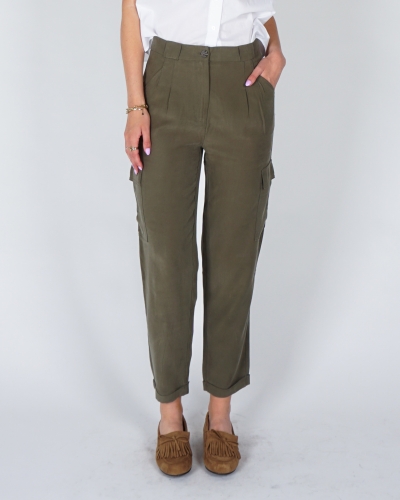 YAYA Woven staight leg cargo trouse 01-301254-604