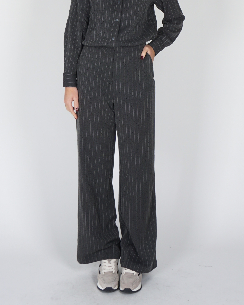 PANTALON FENNA STRIPE STRASS GRIJS