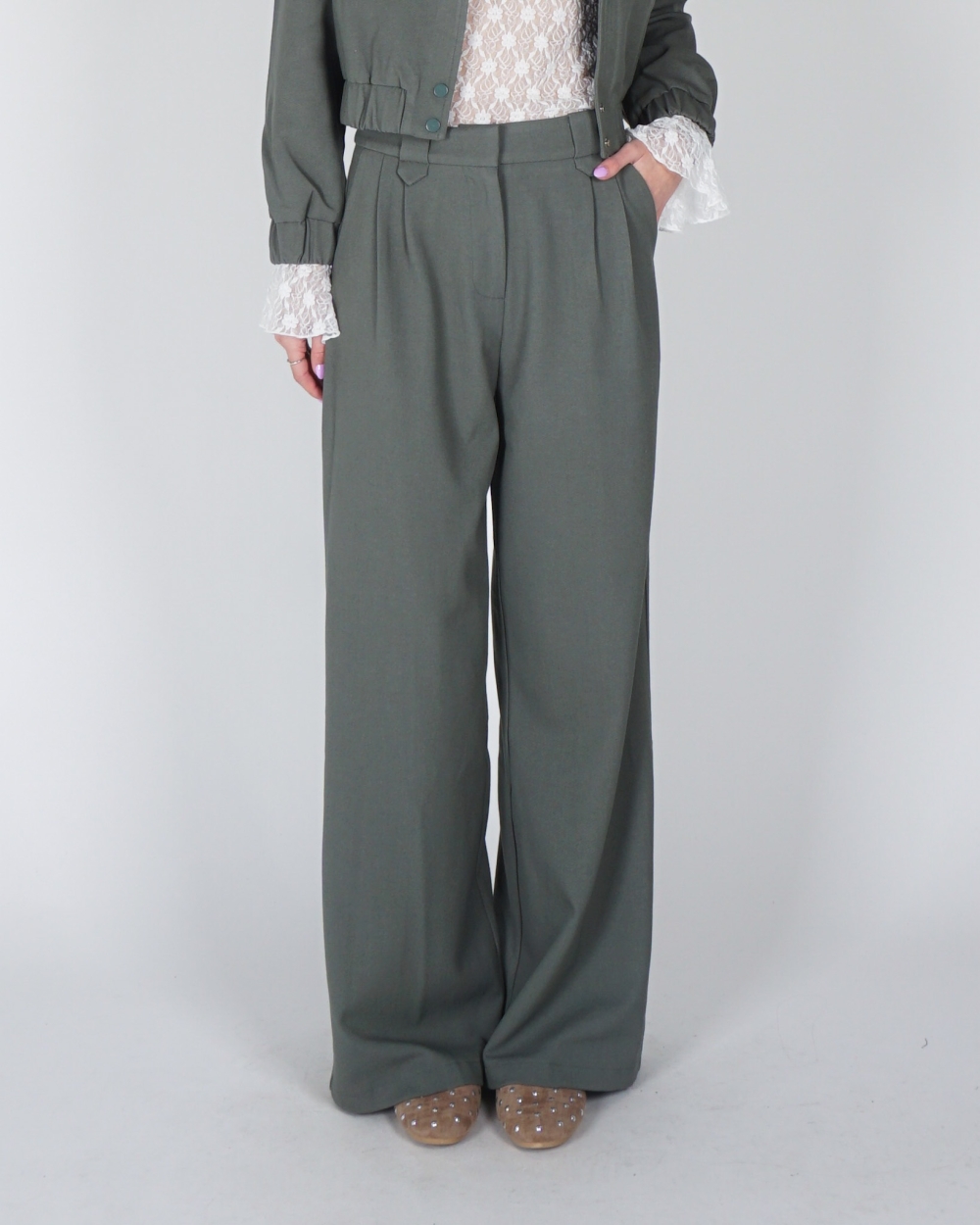 WIDE LEG PANTALON LUCY GROEN